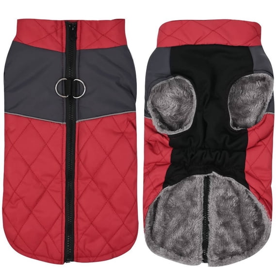 TELOLY Dog Clothes,Traction Ring Design Dog Jacket,Unrestricted Soft Inner Lining Pet Costumes,Burgundy,L