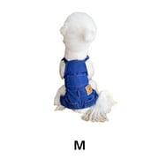TELOLY Dog Clothes,Washed Denim Fabric Dog Onesie,Breathable Suspender Pants Design Dog Costume,Blue,M