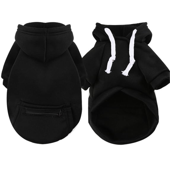 TELOLY Dog Clothes,Zipper Design Dog Jacket,Adjustable Fit Practical Pockets Dog Sweatshirt,Black,Xs,Chest Girth 12.6In