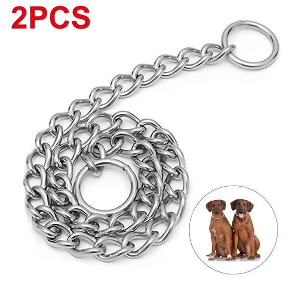 TELOLY Dog Collar Slip Metal Strong Dog Chain, Heavy Duty Chew Proof Adjustable Stainless Steel Chain Dog Collars for Small Medium Large Dogs
