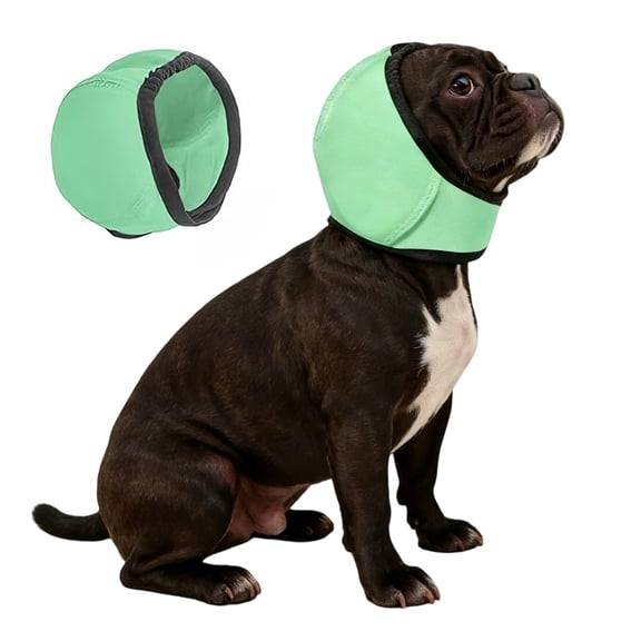 TELOLY Dog Ear Headband,All-Round No Flap Ear Wraps for Dogs,Dog Ear Muffs for Emotional Calming and Preventing Fright,Green,M