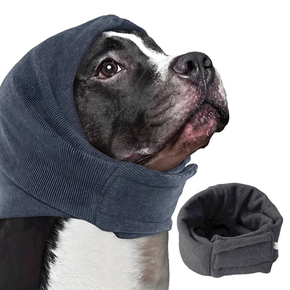 TELOLY Dog Ear Muffs,Adjustable Drawstring No Flap Ear Wraps for Dogs,Dog Ears Headband for Fireworks,Thunderstorm,Car Rides,Vacuum,Sleeping,Gray,S