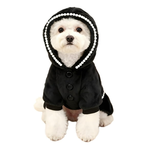 TELOLY Dog Fall Sweater,For Autumn and Winter Dog Hoodie,For Small Dogs Dog Onesie Dog Sweaters Winter,Black,XXS