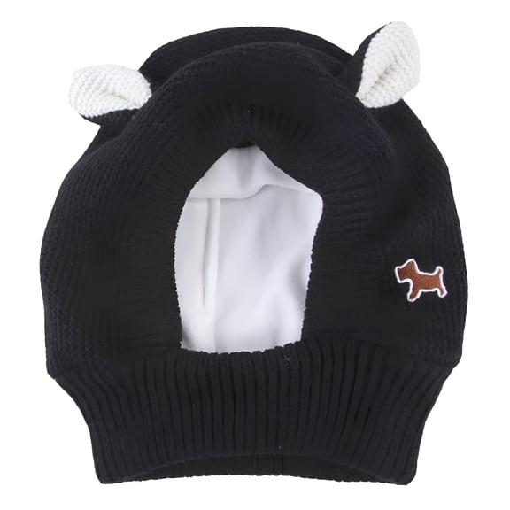 TELOLY Dog Hats Autumn And Winter Rabbit Ears Plus Velvet Knitting Large Dogs Golden Hair Warm Windproof Hat Pet Head Cover Cat Hats Woolen Thread Black