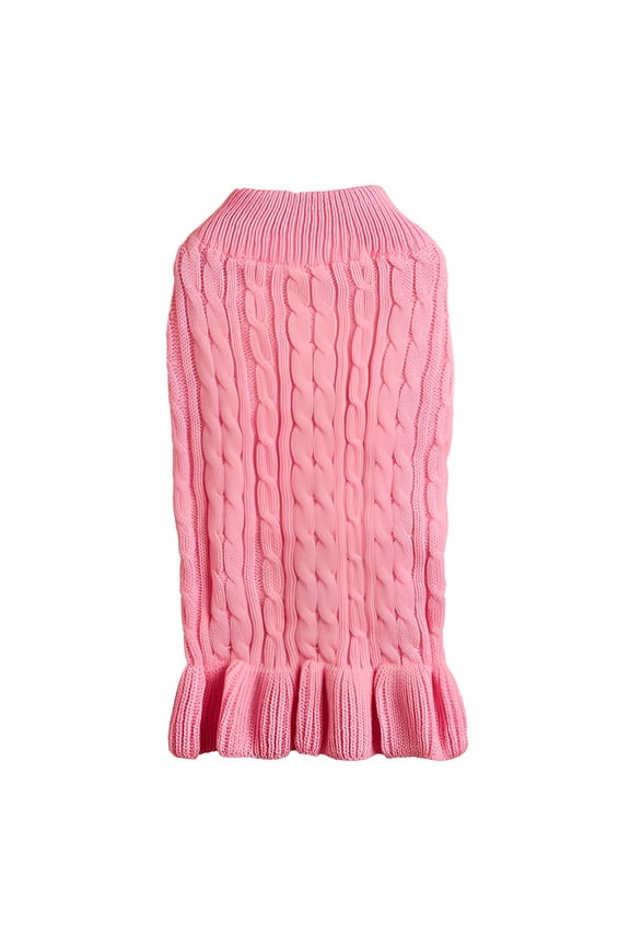 Dog Hoodie for Large Dogs Pink Turtleneck Warm Elegant Rope Pet Sweater Stretch Knit Ruffled Sweater Dress Dog Vest Warm Reflective Small Cat Clothes