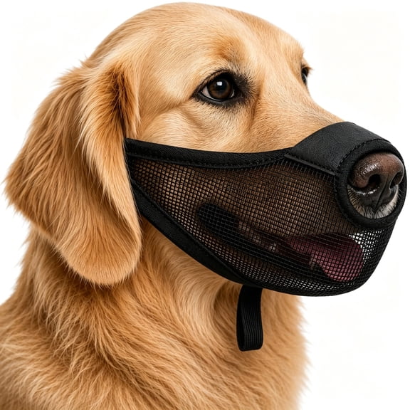 TELOLY Dog Muzzle, Soft Air Mesh Muzzles for Large Sized Dogs, Breathable Dog Mussels for Scavenging Biting Licking & Barking, Adjustable Mouth Guard with Front Opening