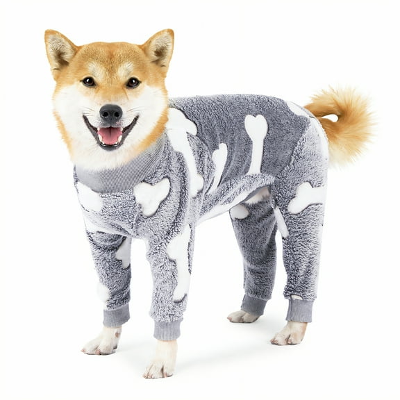 TELOLY Dog Onesie,Comfortable Home Wear Dog Pajamas,Animal Warm Clothing Dog Sweater,Gray1,XXXL