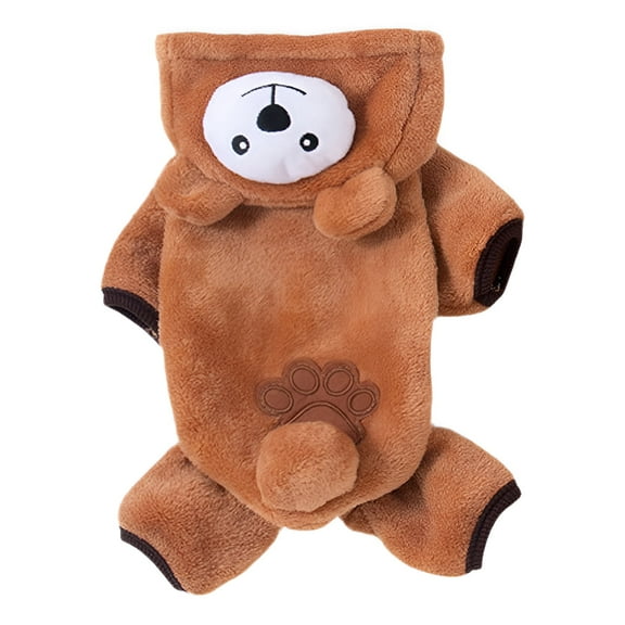 TELOLY 1Pcs Dog Onesie,Coral Fleece Dog Coats,Dog Sweaters,Brown,S