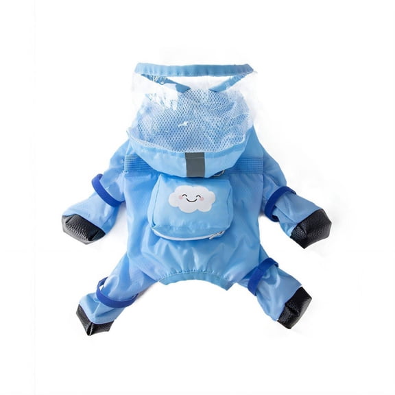 AOMRCOL Blue Full-Coverage Waterproof Dog Raincoat with Leash Hole,Bichon Poodle