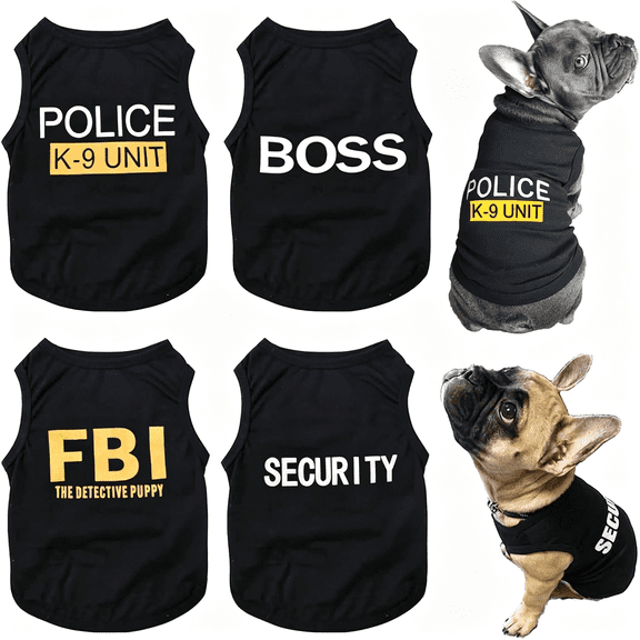 TELOLY Dog Shirts 4 Pack Cat Apparel Costumes for CosplayBreathable Pet T-ShirtsSummer Clothes K9 Security Boss Fbi Vest for Dogs Puppy Boy Girl (Breathable Cat Clothes Medium)