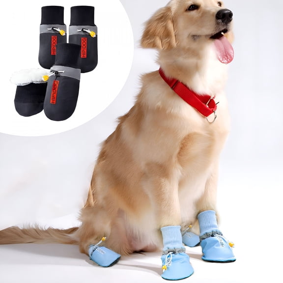 TELOLY Dog Shoes Large Size Dogs: Non-Slip Double Layer Big Dog Shoes Medium and Large Dog Four Seasons General for Summer Hot Pavement Winter Snow, Non-Slip, Waterproof, Dog Booties Black 2XL-6XL