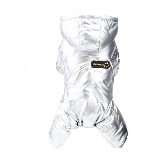 TELOLY Dog Snowsuit,Four-Leg Coverage Dog Clothes for Large Dogs,Complete Warmth Support Dog Jacket,Silver1,M