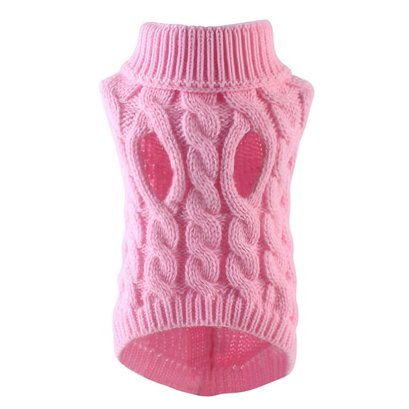 TELOLY Dog Sweater,Cable Knit Design Small Dog Sweater,Stylish Texture Dog Coats for Small Dogs,Pink,L