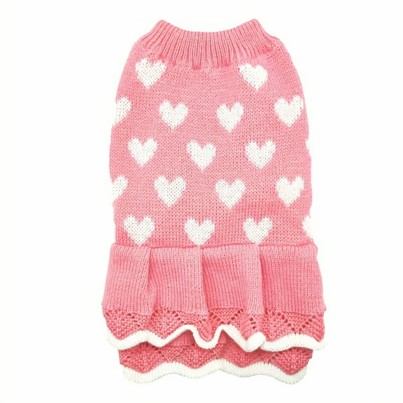 TELOLY Dog Sweater,Cozy Festive Dress Dog Sweaters for Small Dogs Male,Cute Winter Outfit Dog Clothes for Small Dogs,Pink1,XL