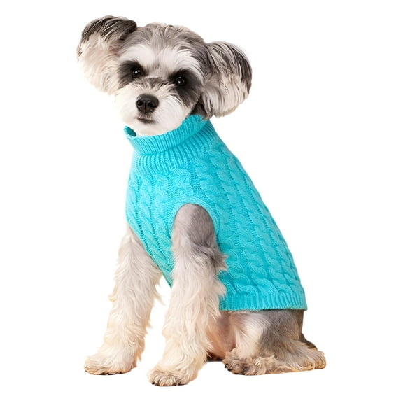 TELOLY Dog Sweater,Fashionable Look Small Dog Sweater,Simple Yet Elegant Dog Coats for Small Dogs,Blue,M