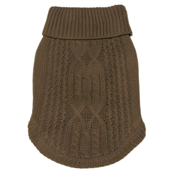 TELOLY 1Pcs Dog Sweater,Polyester Dog Coats,Kitten Clothes,Brown,M