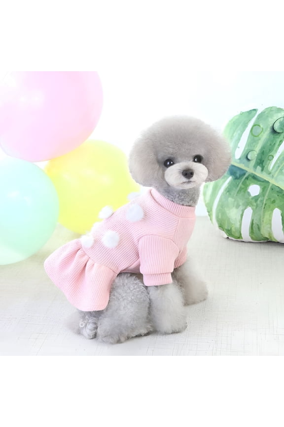 Dog Winter Clothes Puppy Dresses for Small Dogs Girl Fleece Warm Pet Sweater Dress Cold Weather Dog Coat Cute Cat Apparel Outfit Bowknot Doggy Skirt Tutu for Chihuahua Yorkie Clothing