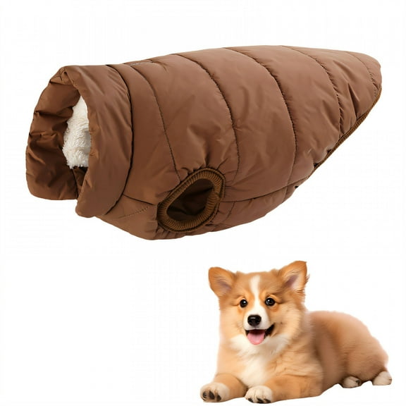 TELOLY 1Pcs Dog Winter Coat,Polyester Puppy Clothes for Small Dogs Girl,Dog Sweater,Brown,S