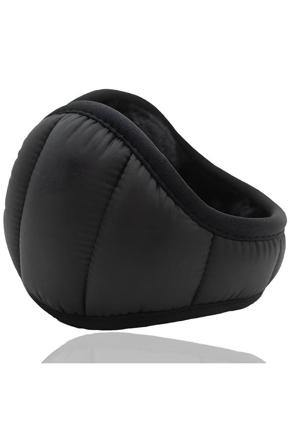 Down Winter Ear Warmers | Behind-the-Head Adjustable & Foldable Earmuffs - black