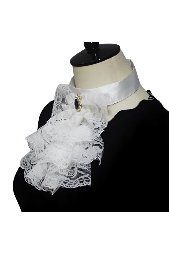 Elizabethan Tulle Ruffled Collar Victorian Neck Ruff Detachable Lace Collar