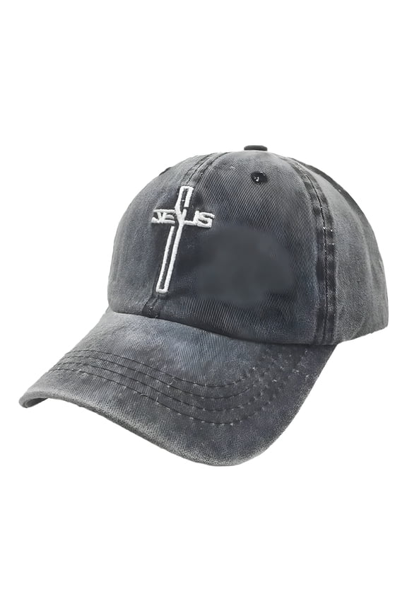 Embroidered Christian Jesus Cross Hat for Men Women, Vintage Washed Dad Hats Adjustable Baseball Cap