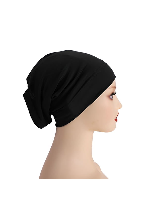 Wide Headband for Women, Pre Tied Silk Cotton Head Scarf, Slip On Turban Cap Head Wrap for Yoga, Makeup, Travel