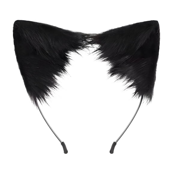TELOLY Faux Furry Head,Decorative Cute Cat Ears,Flexible and Bendable Hair Headband,Furry Headband for Cosplay,Makeup and Photo Props,Black