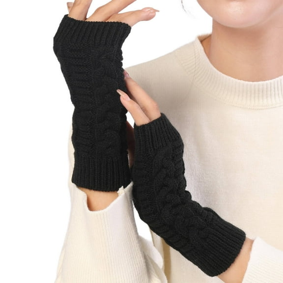 TELOLY Fingerless Gloves Breathable Material Fingerless Gloves for Women Comfortable Wear Warm Gloves Soft&Cozy Black