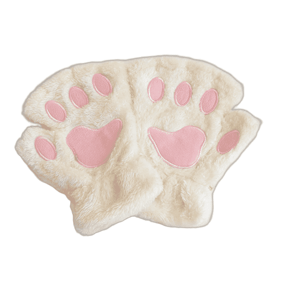 TELOLY Fingerless Gloves Weatherproof Furry Paws Fast-Dry Winter Gloves Men Wrist Guard White