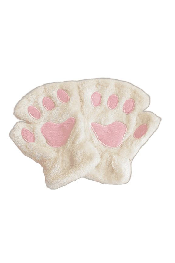 Fingerless Gloves Weatherproof Furry Paws Fast-Dry Winter Gloves Men Wrist Guard White