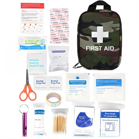 TELOLY First Aid Kit,Portable Emergency Medical Bag,Compact First Aid Kit for Home Travel and Camping,First Aid Kit 17,Camouflage Green
