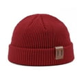 thumbnail image 1 of TELOLY Fisherman Beanie Brimless Design Mens Beanie Hat Thick Knitted Material Mens Knit Hat Wine Red, 1 of 2