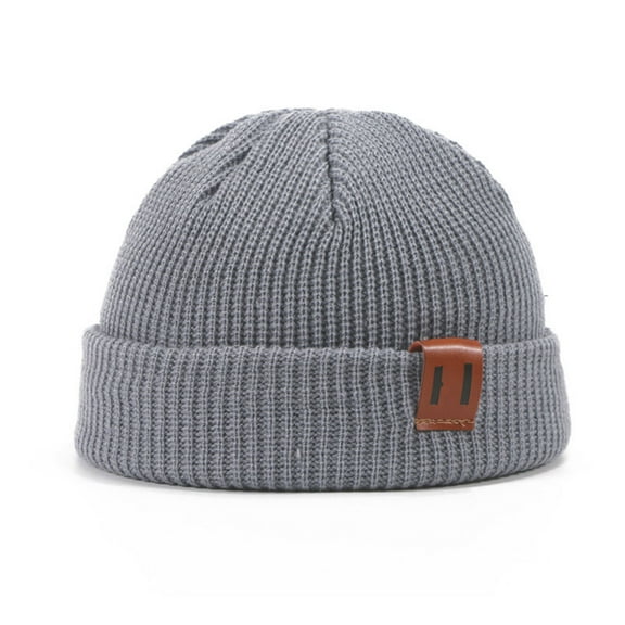 TELOLY Fisherman Beanie Stretch Design Mens Beanie Hat Brimless Design Mens Knit Hat Gray