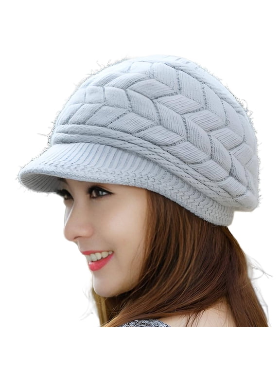 Fleece Beanie Super Warm Insulation Beanies Wonen Windproof and Cold Proof Womens Winter Hat Gray