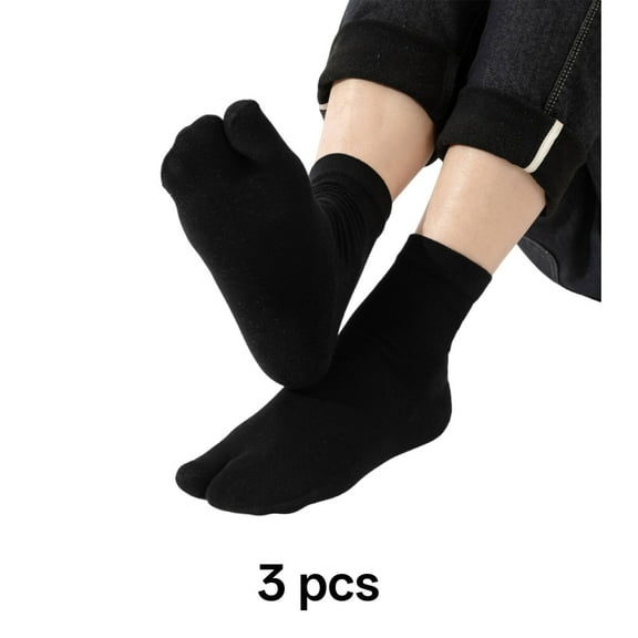 TELOLY Flip Flop Socks,Casual Toe Socks Women,Lightweight Tabi Socks,Black