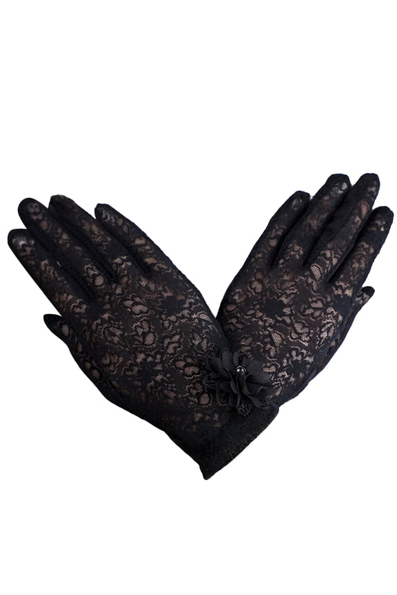 Floral Lace Gloves 1920s Flapper for Wedding Opera Party Lace Gloves Stretchy Adult Size