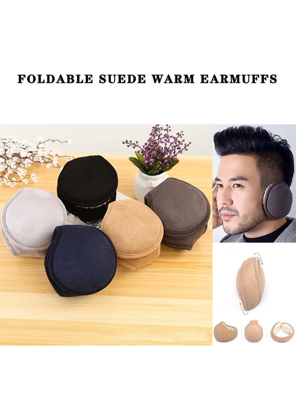 Foldable Winter Ear Muffs, Behind-the- Ear Warmers for Men and Women, Black