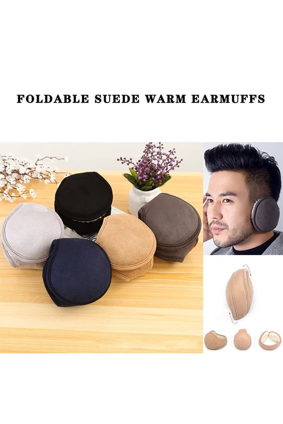 Foldable Winter Ear Muffs, Behind-the- Ear Warmers for Men and Women, Black