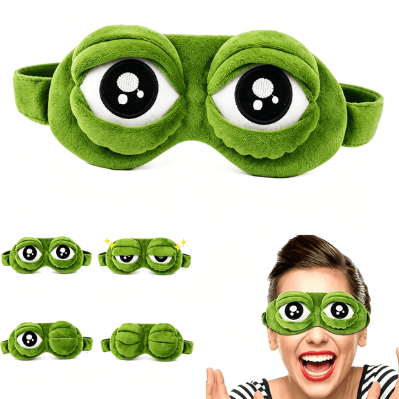TELOLY Frog Eye Sleep Mask,3D Funny Frog Sleep Mask Cute Animal Eye Mask for Sleeping, Soft Comfortable Eye Mask, Blackout Sleeping Mask for for Travel Yoga Nap Block Out Light (1Pcs)
