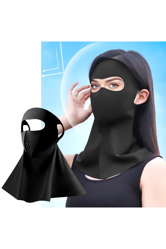 Full Face Shield Sunscreen Face Mask-Uv-Protective Full Face&Neck Mask,Breathable Sun Shield for Outdoor Activities,Lightweight Upf Sunscreen Cover for Hiking/Cycling (Black)