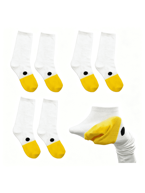Funny Goose Head Socks 3 Pack - Silly Animal Novelty Crew Socks for Women Men,Crazy Fun Gag Gifts for Christmas Birthday White Elephant,Comfortable Cotton Blend