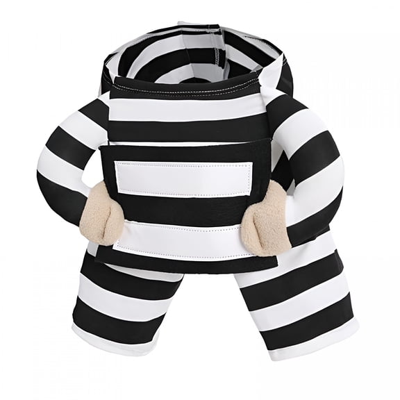 TELOLY Funny Prisoner Costume for Dogs Striped Pet Outfit with Arms Soft and Comfortable Dog Halloween Costume Suit