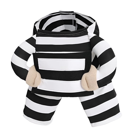 TELOLY Funny Prisoner Costume for Dogs Striped Pet Outfit with Arms Soft and Comfortable Dog Halloween Costume Suit