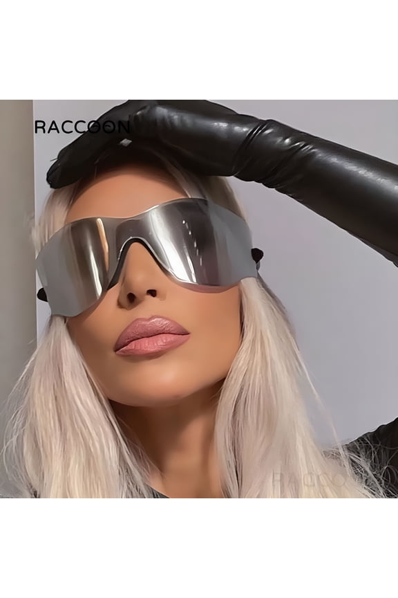 Futuristic Sunglasses Women Alien Silver Sun Glasses Men Oversized Rimless One Piece Hip Hop Punk Soft Shades