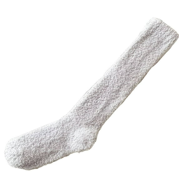 TELOLY Fuzzy Socks for Women,Classic Solid Color Leg Warmer,Minimalist Stylish Look Knee High Socks for Women,Purple