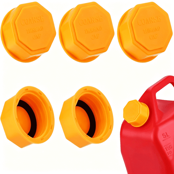 TELOLY Gas Can Cap,5 Gallon Replacement Lids with Coarse Thread for Gasoline,Diesel & Fluids,Fit Most 1/2/3/5 Gallon Gas Cans,Plastic Hdpe Gas Tank Lids,5Pcs