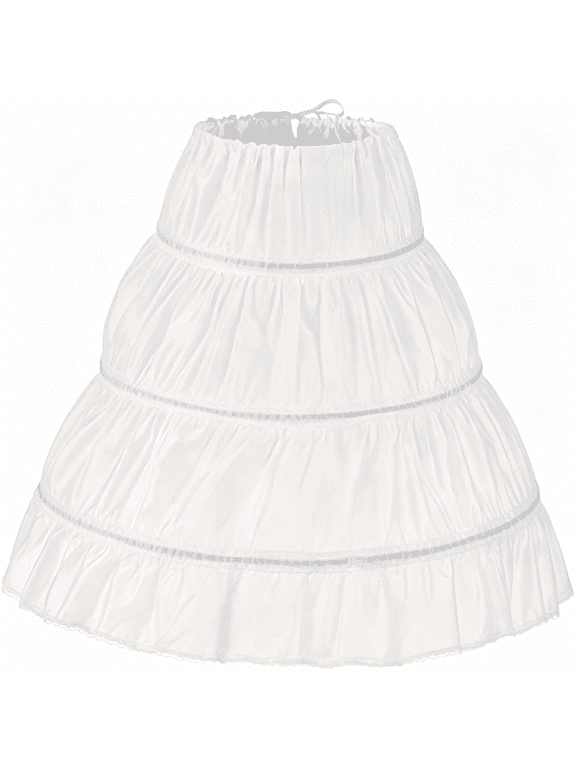 Girls' 3 Hoops Petticoat Full Slip Flower Girl Crinoline Skirt,8-9 Years