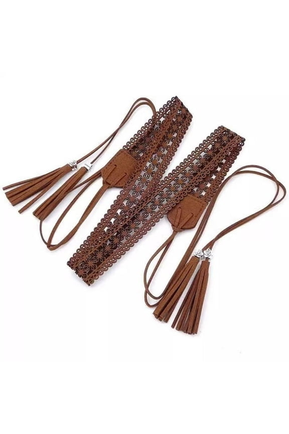 Girls Cowgirl Waist Belt American Street Dance Skinny Belt with Tassels Waist Belt