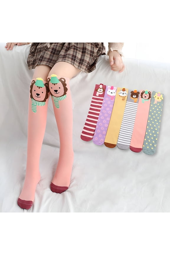 Girls Knee High Socks for Child Boot Fun Crazy Long Tall Funny Animal Colorful Kids Socks Kid Girl Lion Fox Monkey Thigh High Over The Knee Stockings Cotton Long Socks