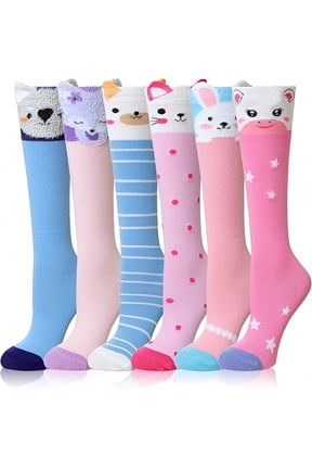 2026 New Girls Knee High Socks Kids Long Boot Crazy Silly Tall Fun Gift Cute Animal Cotton Long Socks 6 Pairs